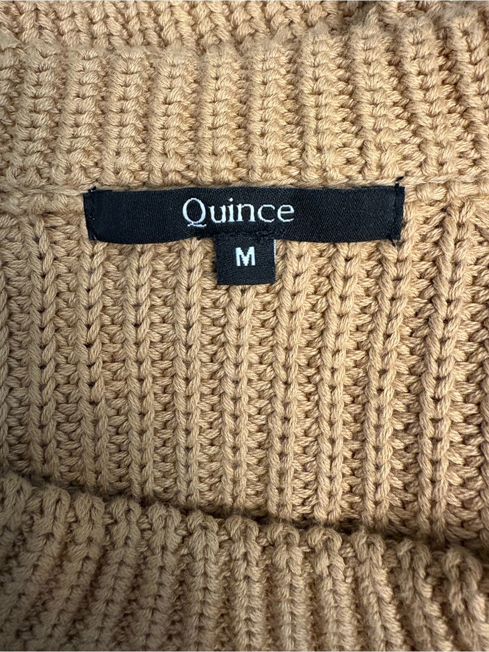 Quince 100% Organic Cotton Fisherman Crew sweater camel size Medium - Picture 7 of 9
